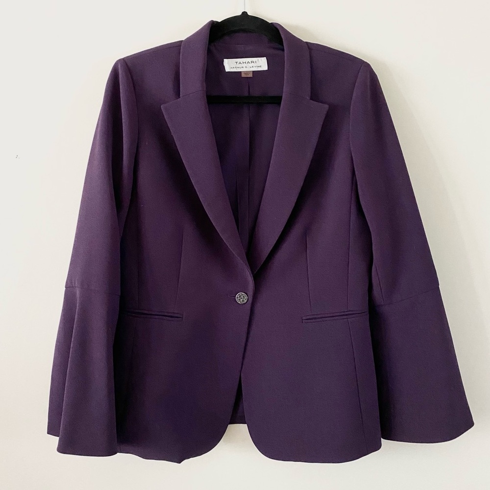 Tahari Bell Sleeve Eggplant Blazer